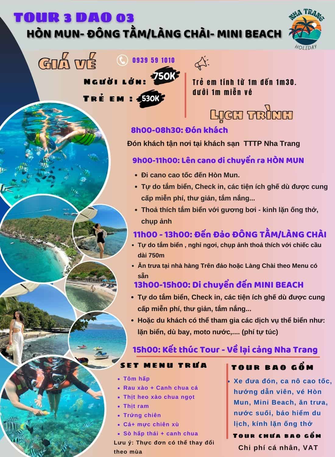 book 3 island tour nha trang